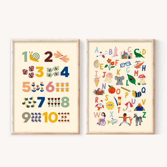 Alphabet + Numbers Art Print Bundle (A3)