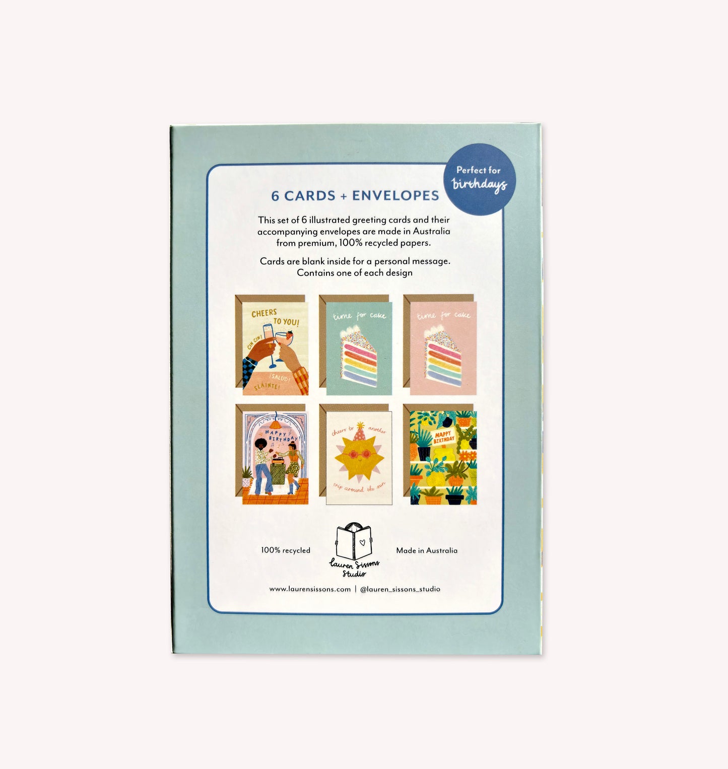 Birthday Greeting Card Boxed Set - 6 Cards Envelopes