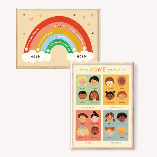 Rainbow Breathing + Feeling Zones Art Print Bundle (A3)