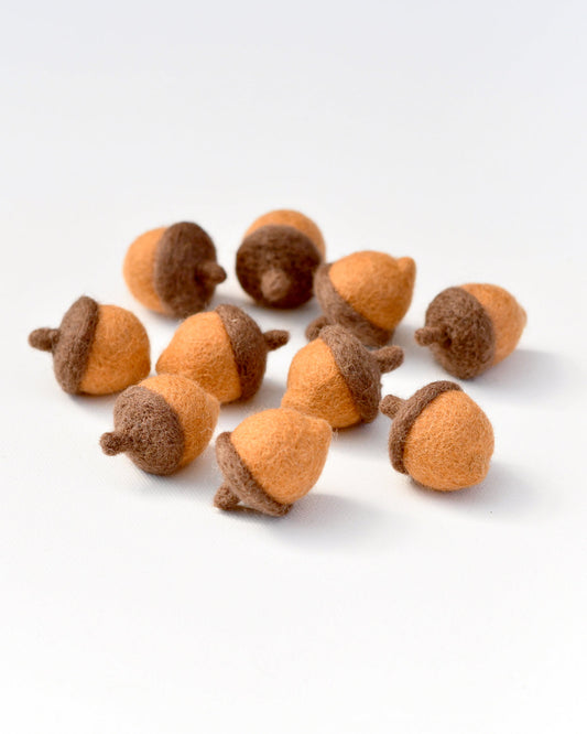 Set of 10 Felt Acorns - Tara Treasures