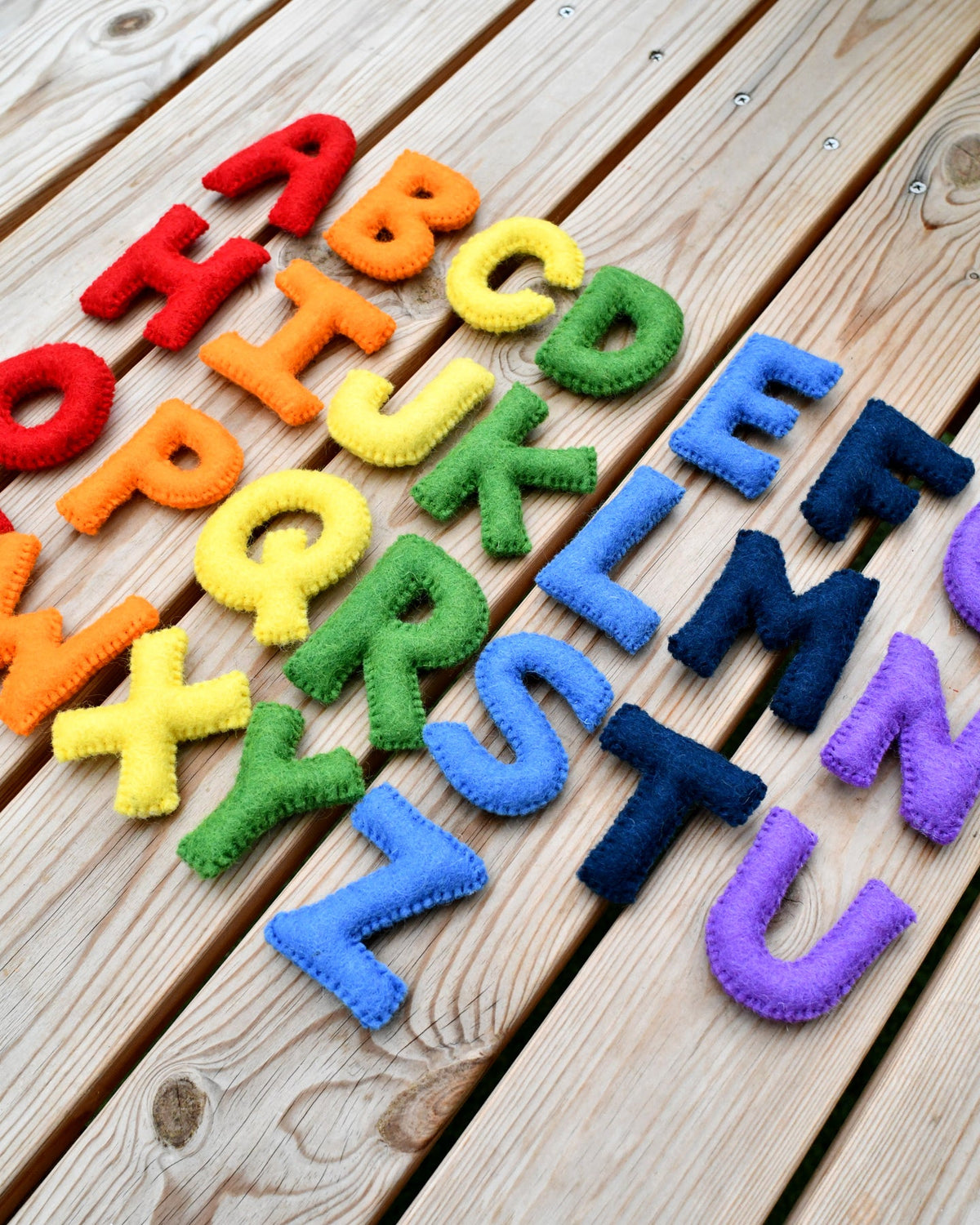 Felt Alphabet Uppercase Letters - Rainbow - Tara Treasures