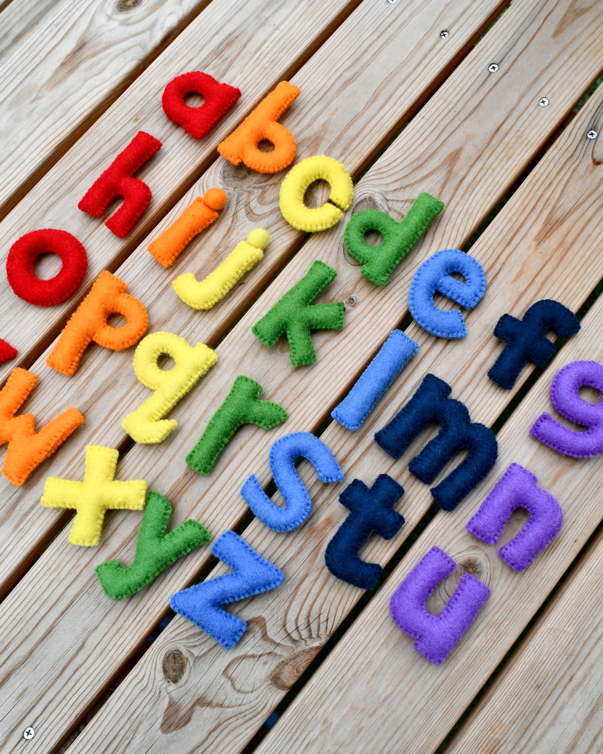Felt Alphabet Lowercase Letters - Rainbow - Tara Treasures
