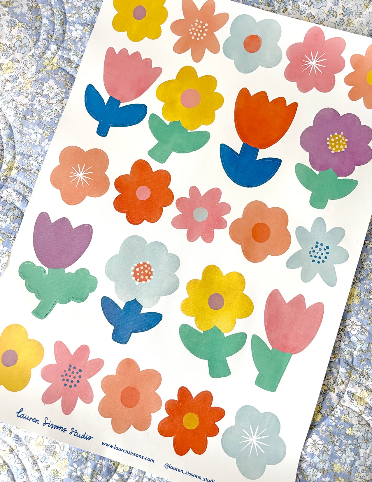 Flower Fabric Wall Stickers