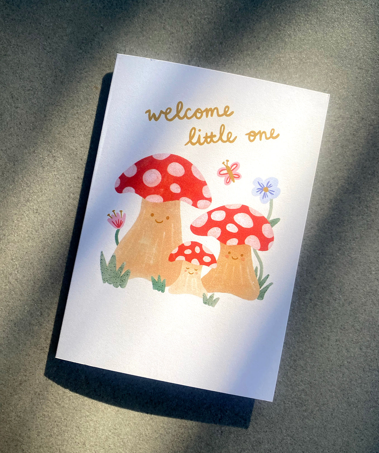 Welcome Little One Mushroom - New Baby Card