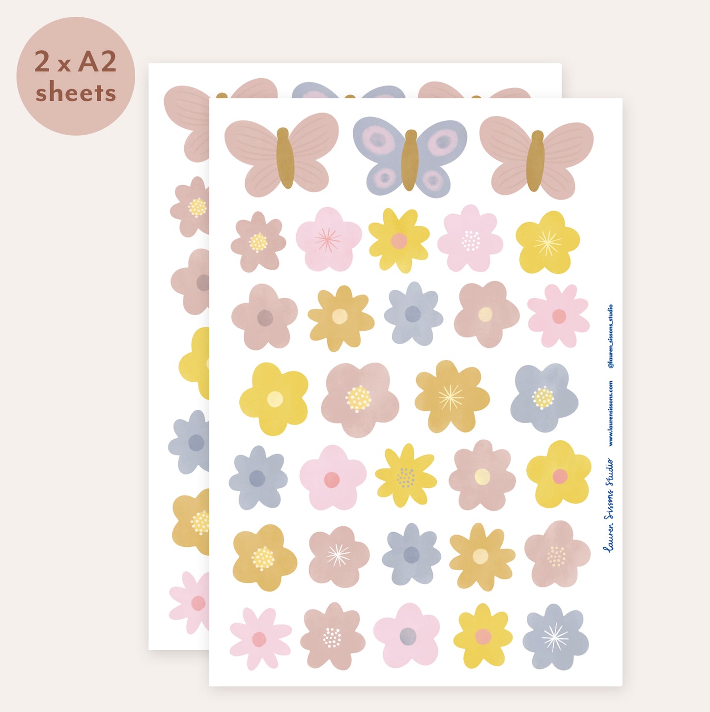 Pastel Butterfly Gardens Fabric Wall Stickers