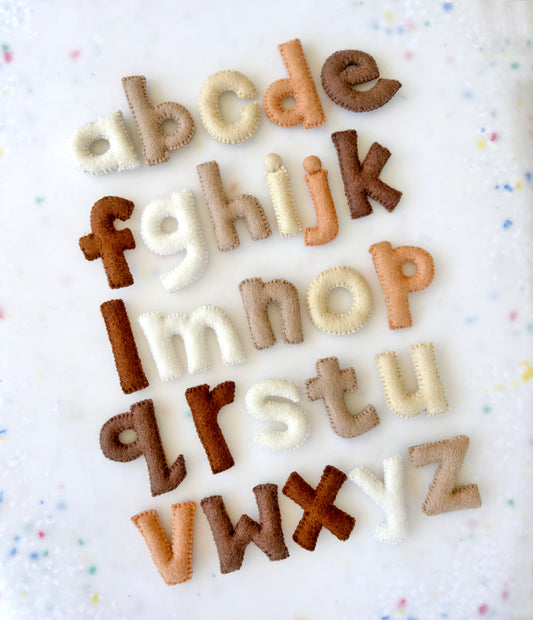 Felt Alphabet Lowercase Letters - Earthy Tones - Tara Treasures