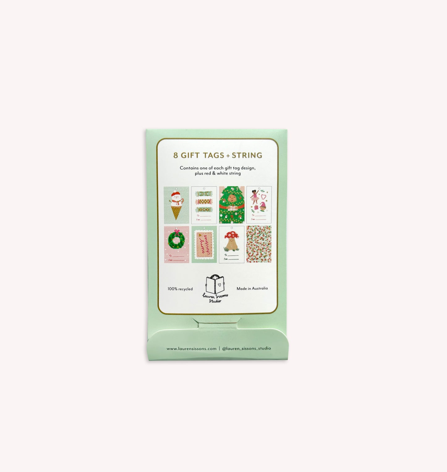 Festive Gift Tag Set - 8 Christmas Tags + String
