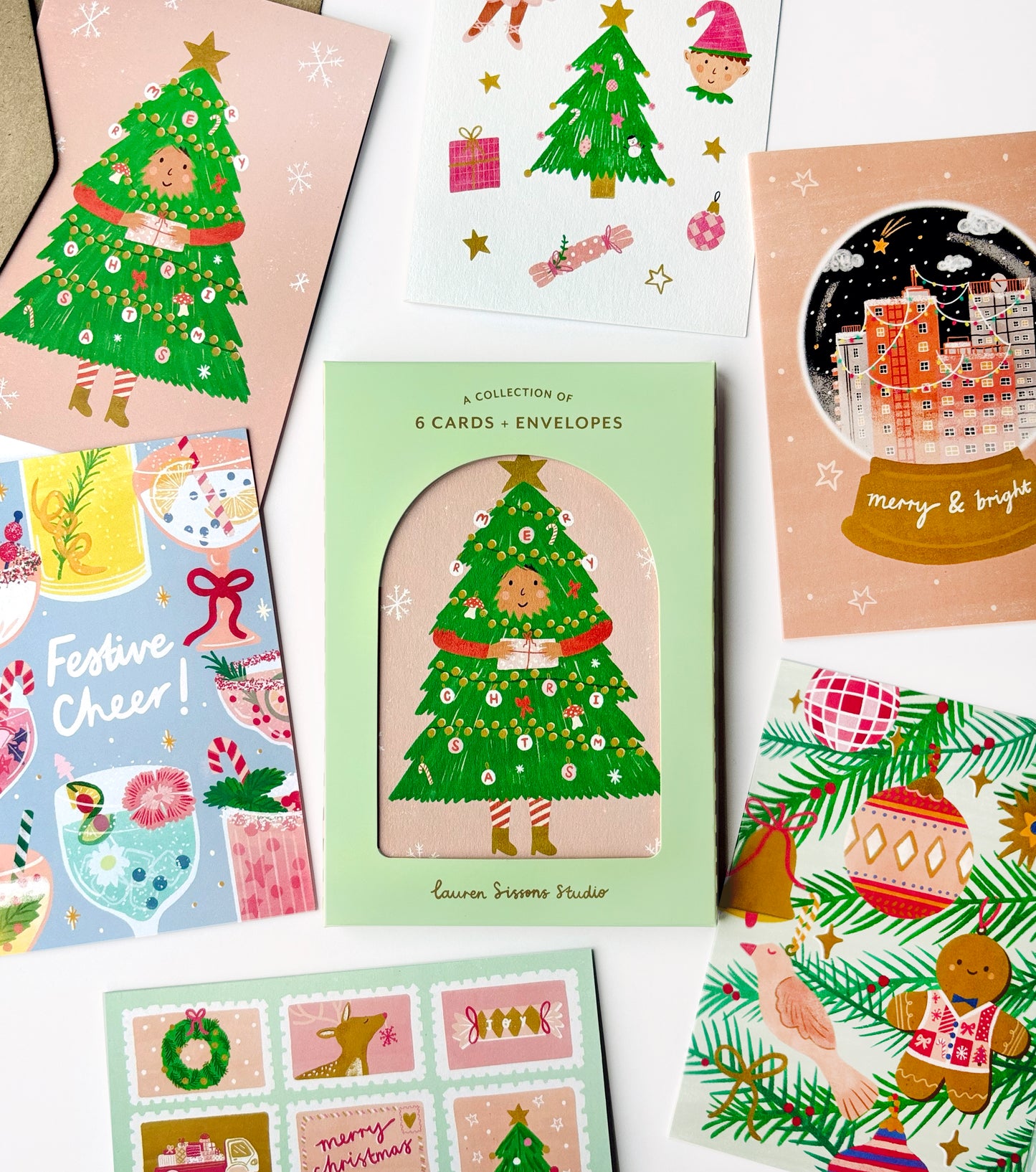Festive Greeting Card Boxed Set - 6 Cards Envelopes