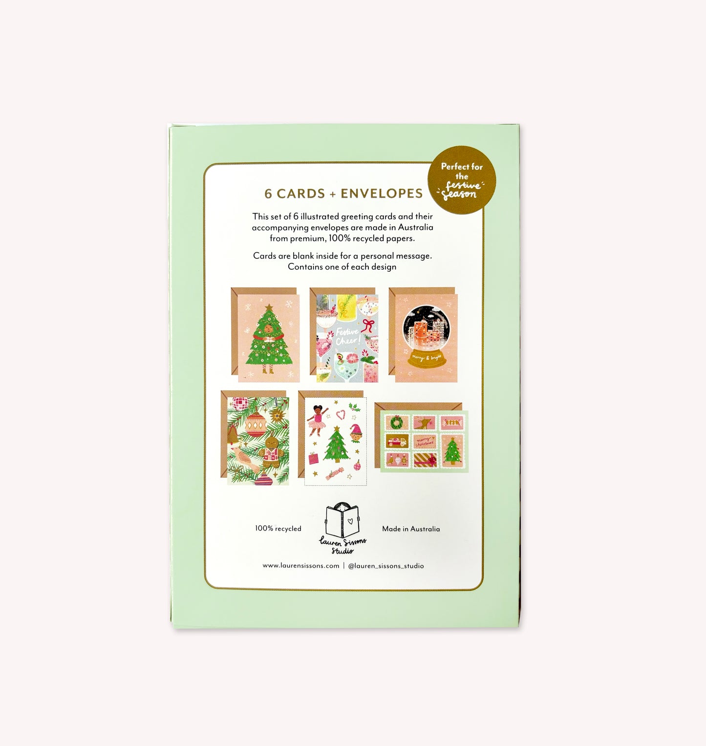 Festive Greeting Card Boxed Set - 6 Cards Envelopes