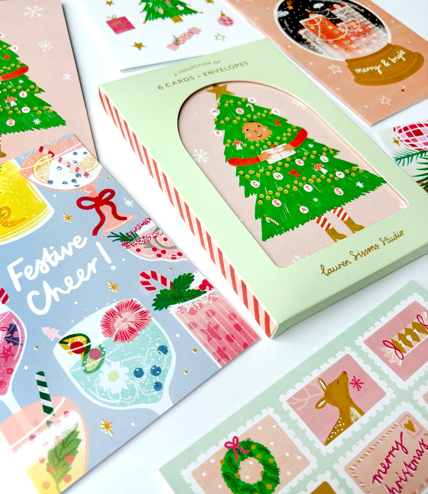 Festive Greeting Card Boxed Set - 6 Cards Envelopes
