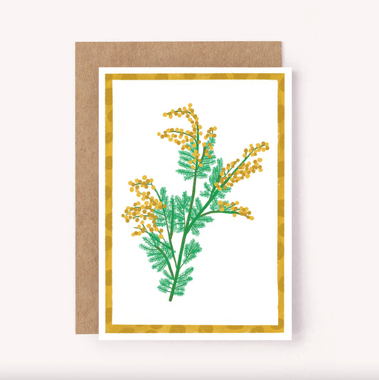 Illustrated Australian Wildflower wattle card - Perfect everyday, thank you or just because greeting card