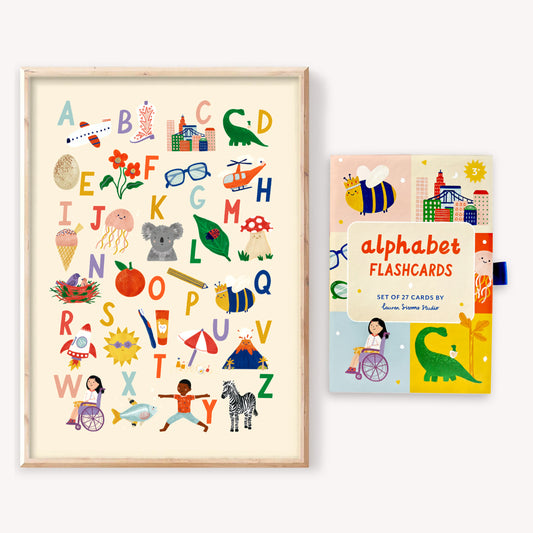 A-Z Flashcard Set + Art Print Bundle (A3)