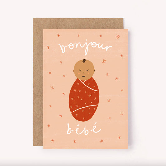 Bonjour Bebe Pink Card - New Baby