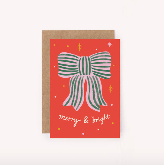 Merry & Bright Bow Mini Christmas Card