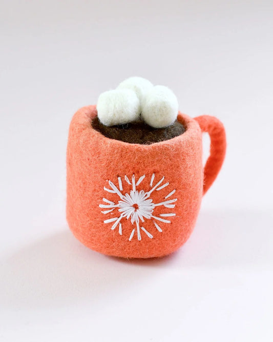 Felt Hot Chocolate with Marshmallows (Red Cup) - Tara Treasures
