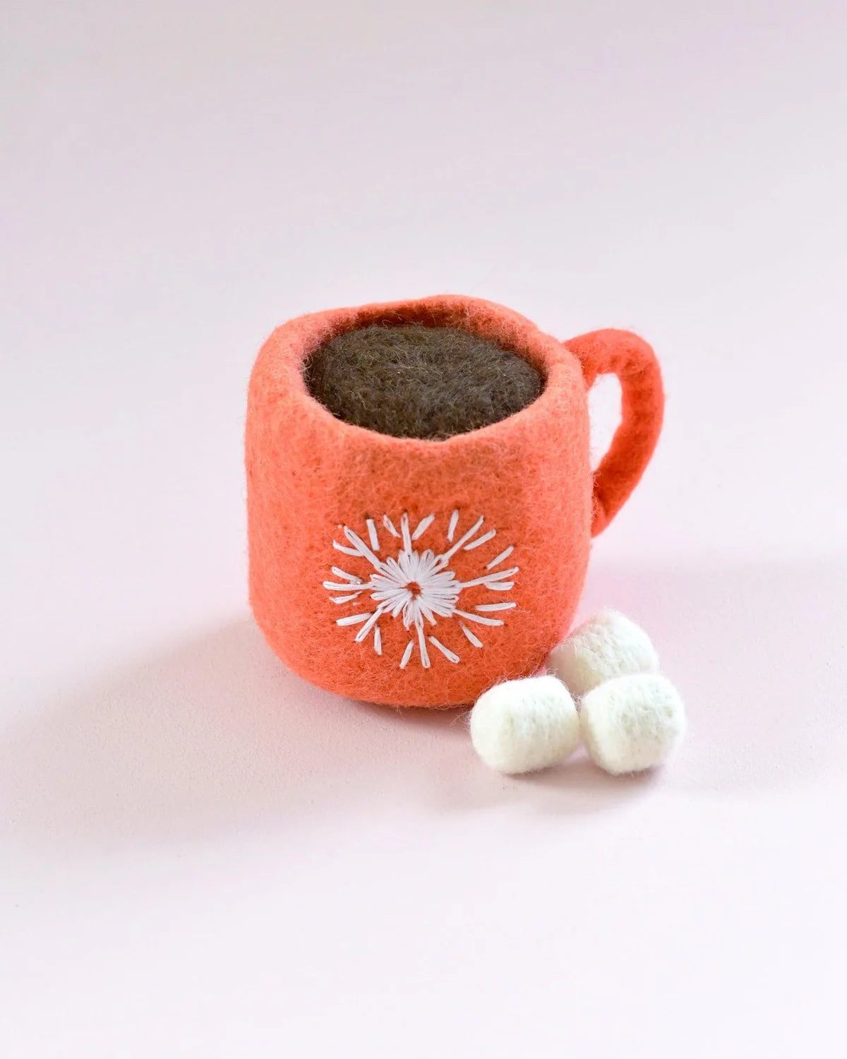 Felt Hot Chocolate with Marshmallows (Red Cup) - Tara Treasures