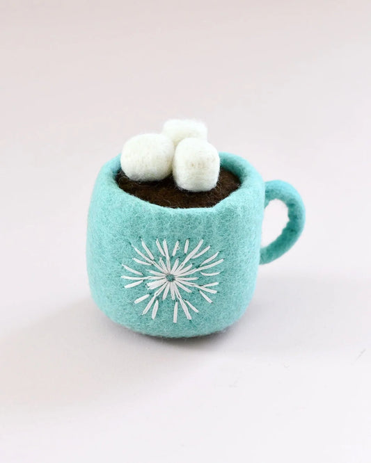 Felt Hot Chocolate with Marshmallows (Blue Cup) - Tara Treasures