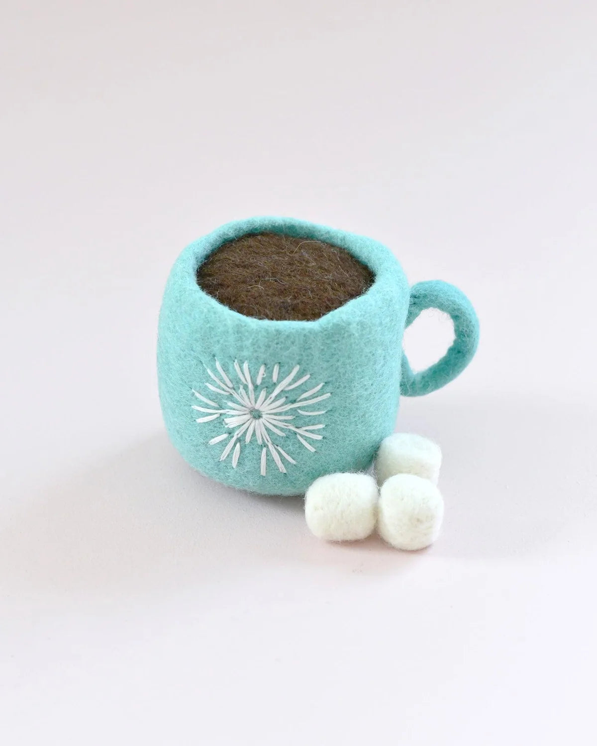 Felt Hot Chocolate with Marshmallows (Blue Cup) - Tara Treasures