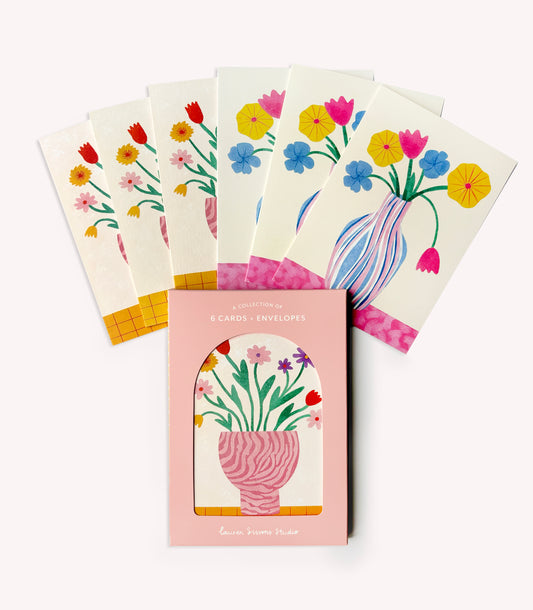 Floral Greeting Card Boxed Set  - 6 Cards Envelopes