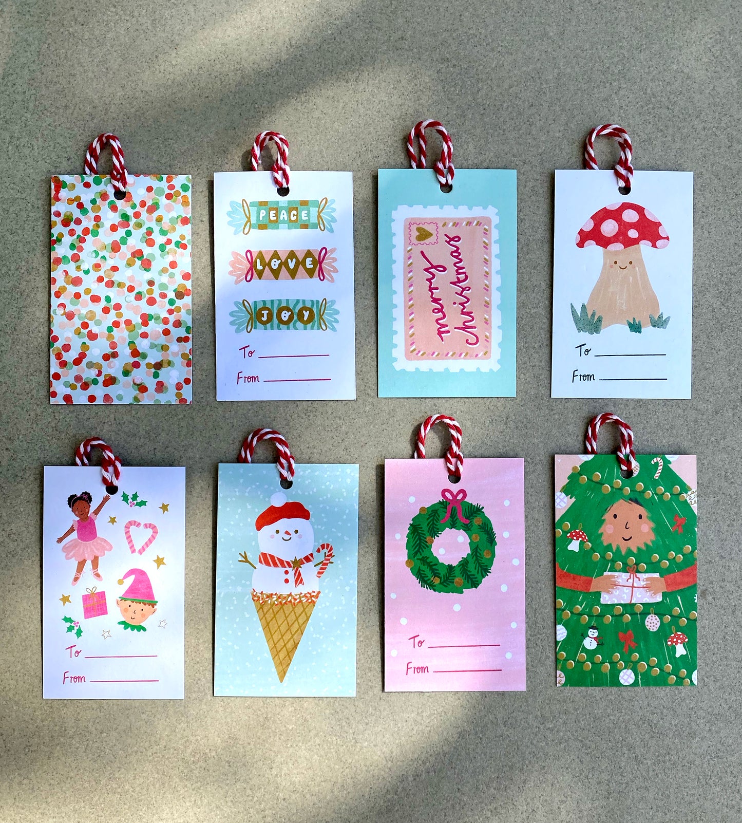 Christmas Gift Tags Set of 8 Designs