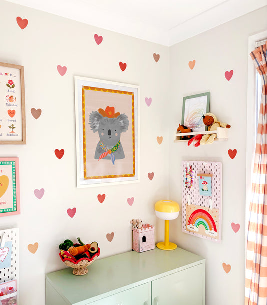 Heart Fabric Wall Stickers - Red