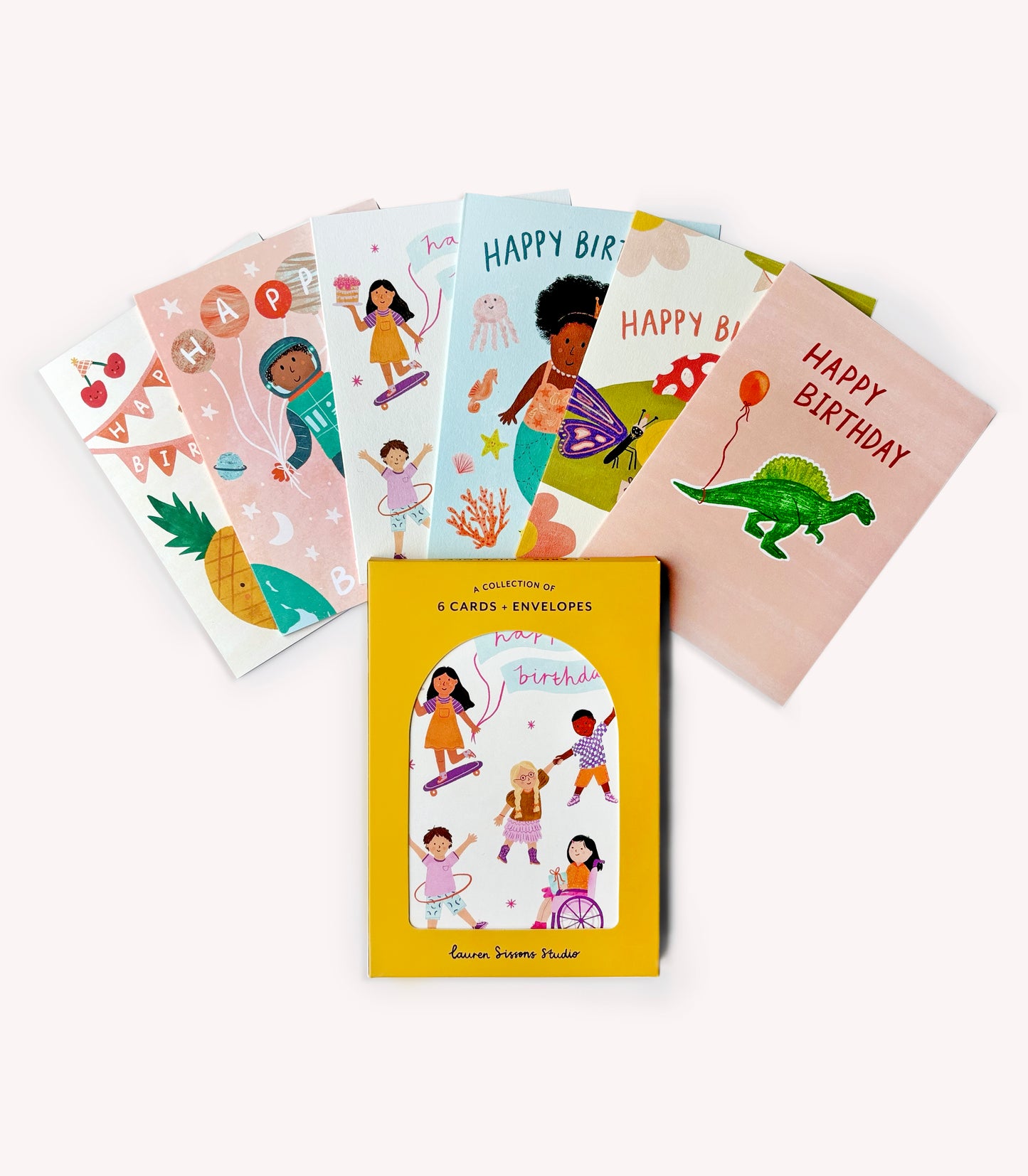 Kid's Birthday Greeting Card Boxed Set  - 6 Cards Envelopes