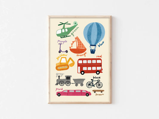 Colours Educational Print - Transport