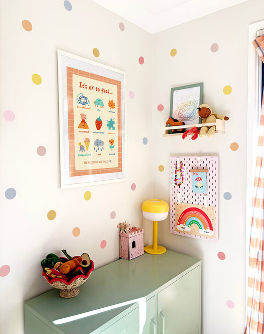 Dot Fabric Wall Stickers - Pastel
