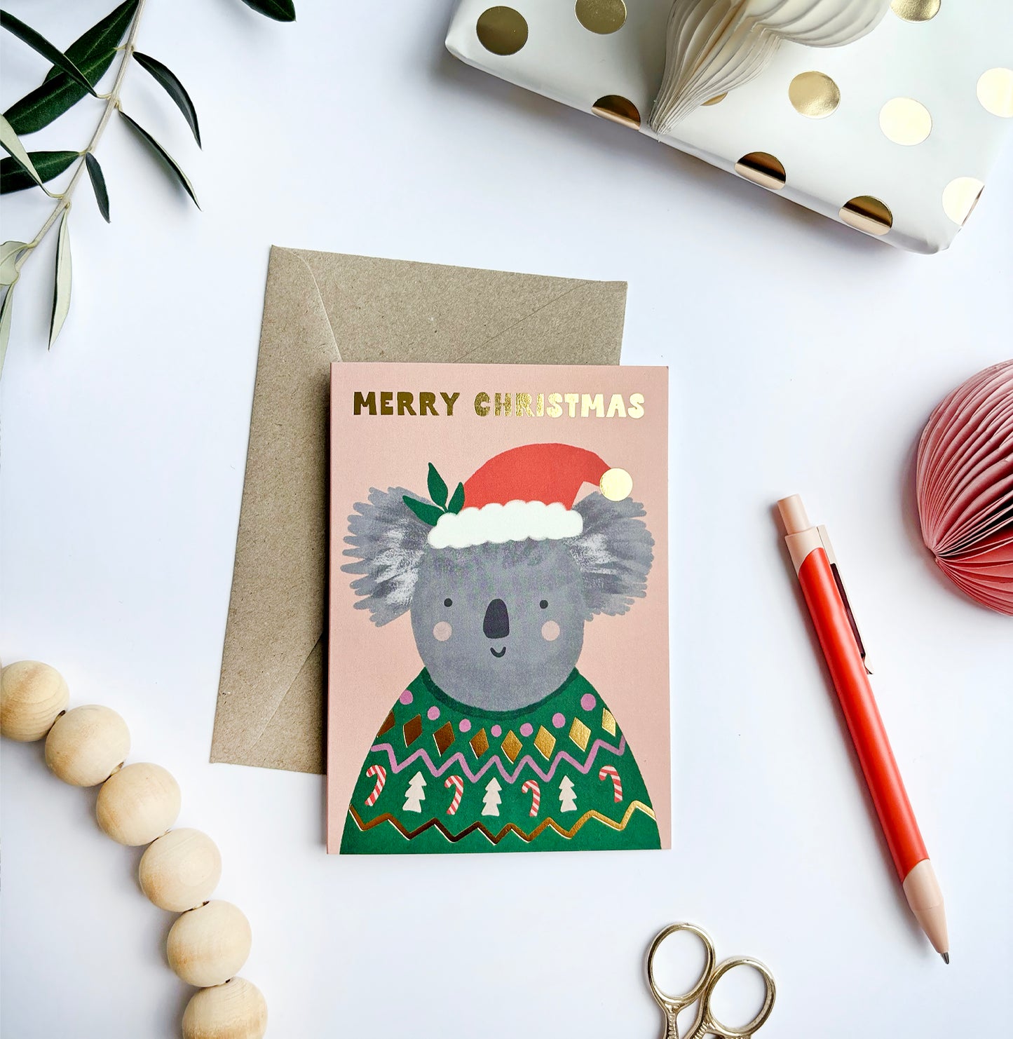 Christmas Koala Gold Foil Card