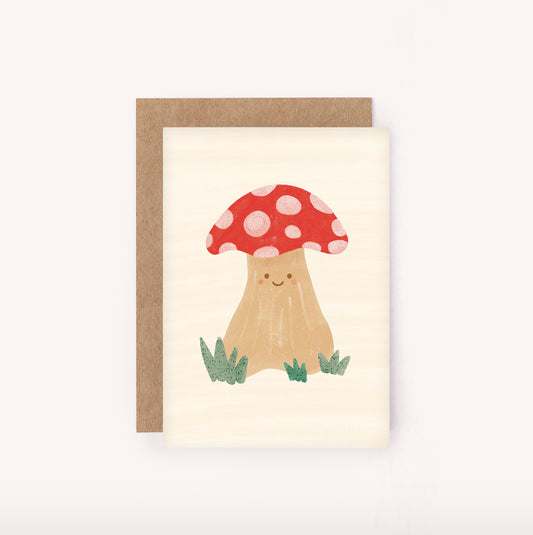 Cute mushroom mini card, perfect for a new baby, children's birthday or as an add-on to a floral arrangement or gift