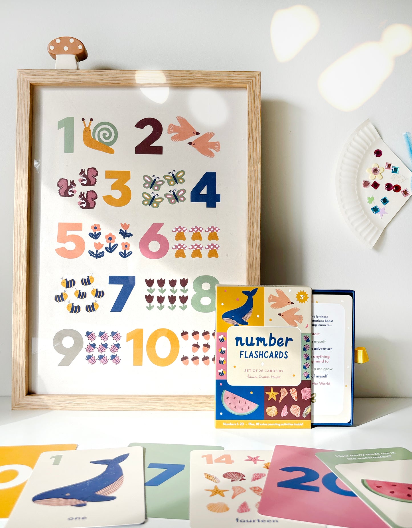 Number Flashcard Set + 1-10 Art Print Bundle (A3)