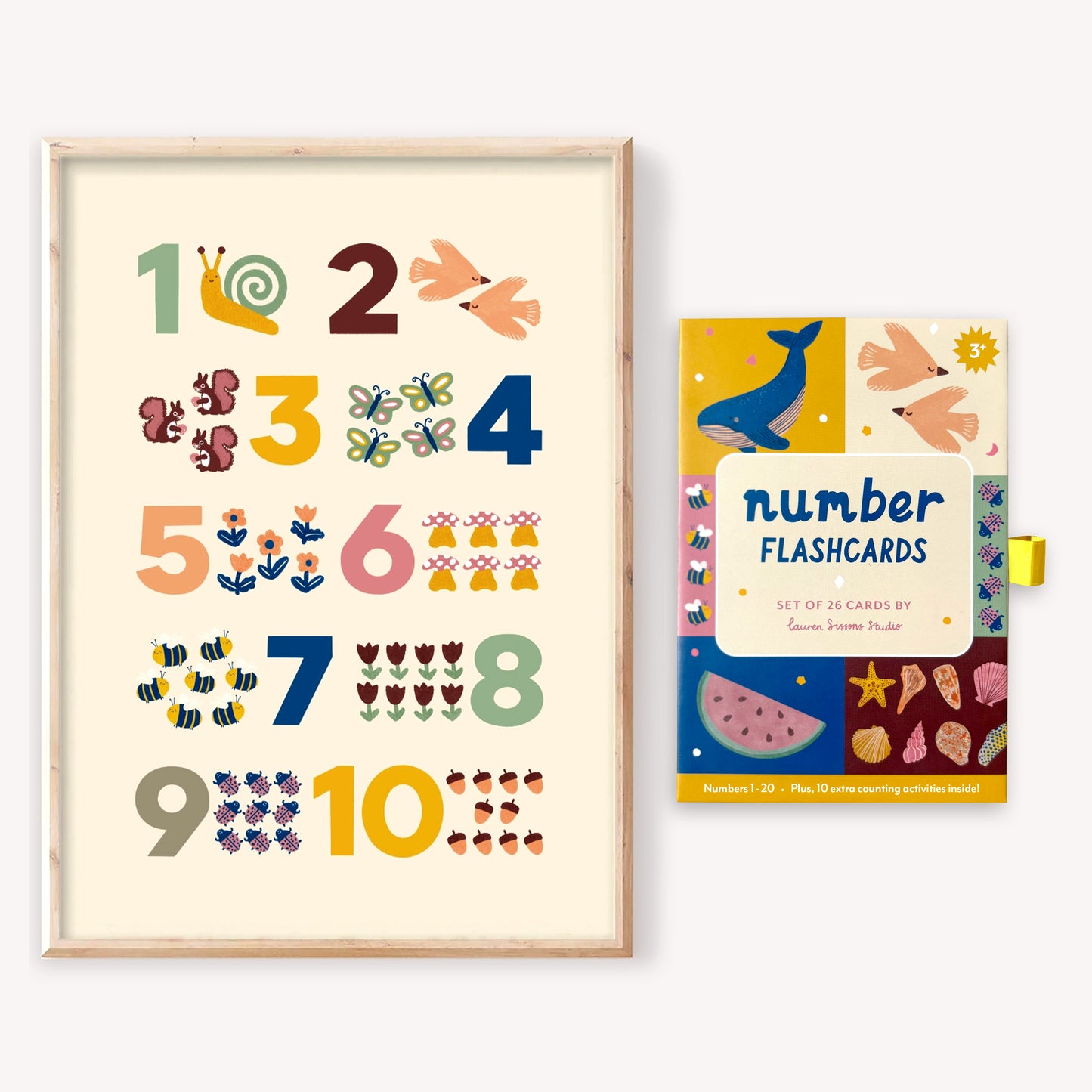 Number Flashcard Set + 1-10 Art Print Bundle (A3)