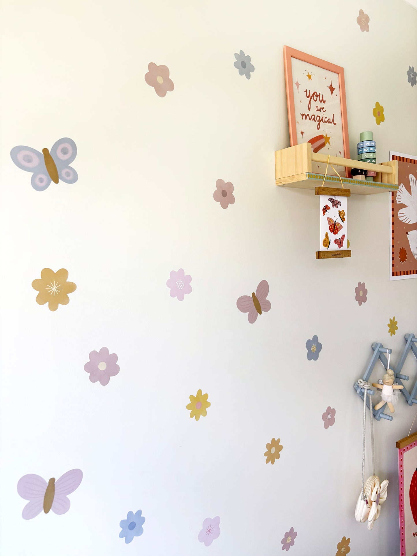 Pastel Butterfly Gardens Fabric Wall Stickers