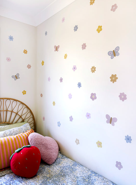 Pastel Butterfly Gardens Fabric Wall Stickers