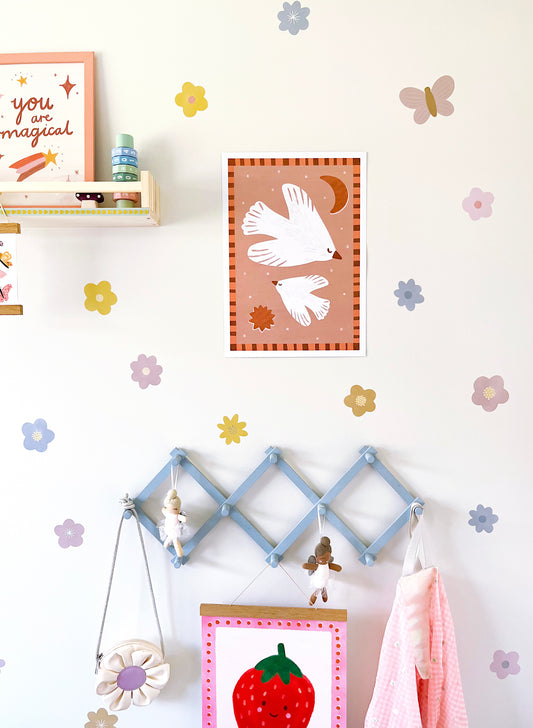 Pastel Butterfly Gardens Fabric Wall Stickers