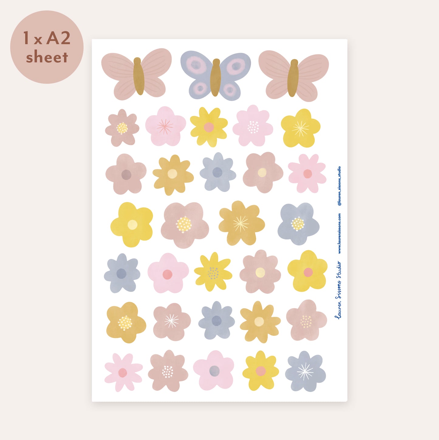 Pastel Butterfly Gardens Fabric Wall Stickers