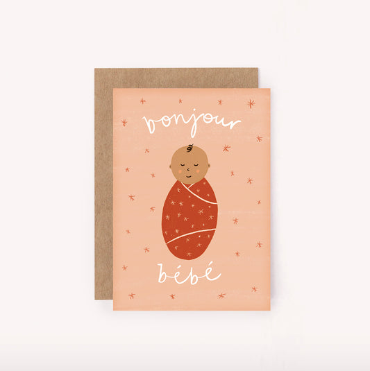 Bonjour Bebe Pink Mini Card - New Baby