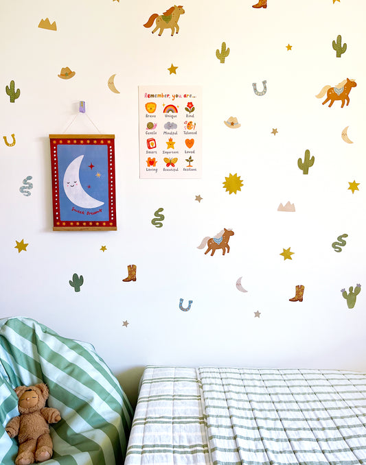 Rodeo Fabric Wall Stickers - Dusty Blue