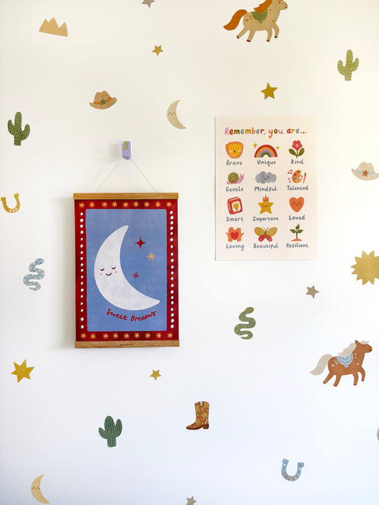 Rodeo Fabric Wall Stickers - Dusty Blue