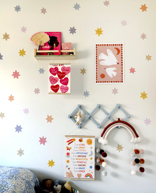 Star Fabric Wall Stickers - Pastel