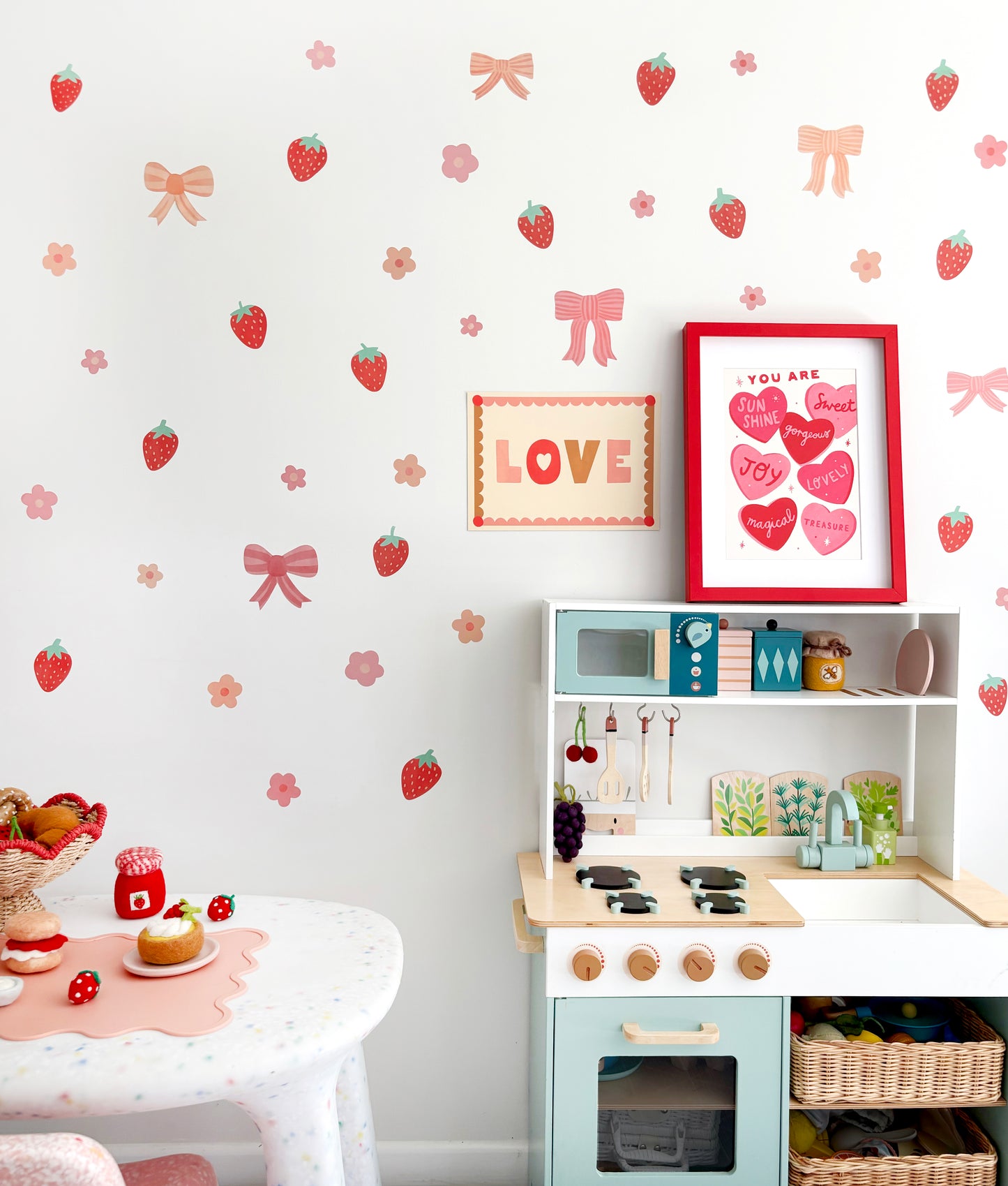 Strawberry Bloom Fabric Wall Stickers