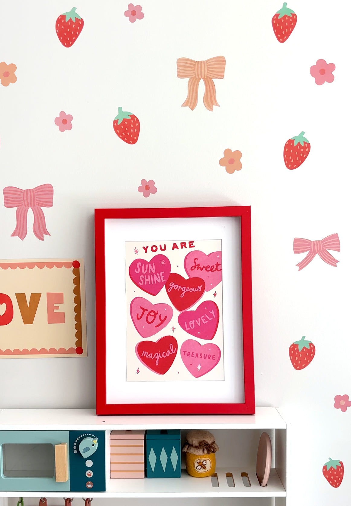 Strawberry Bloom Fabric Wall Stickers