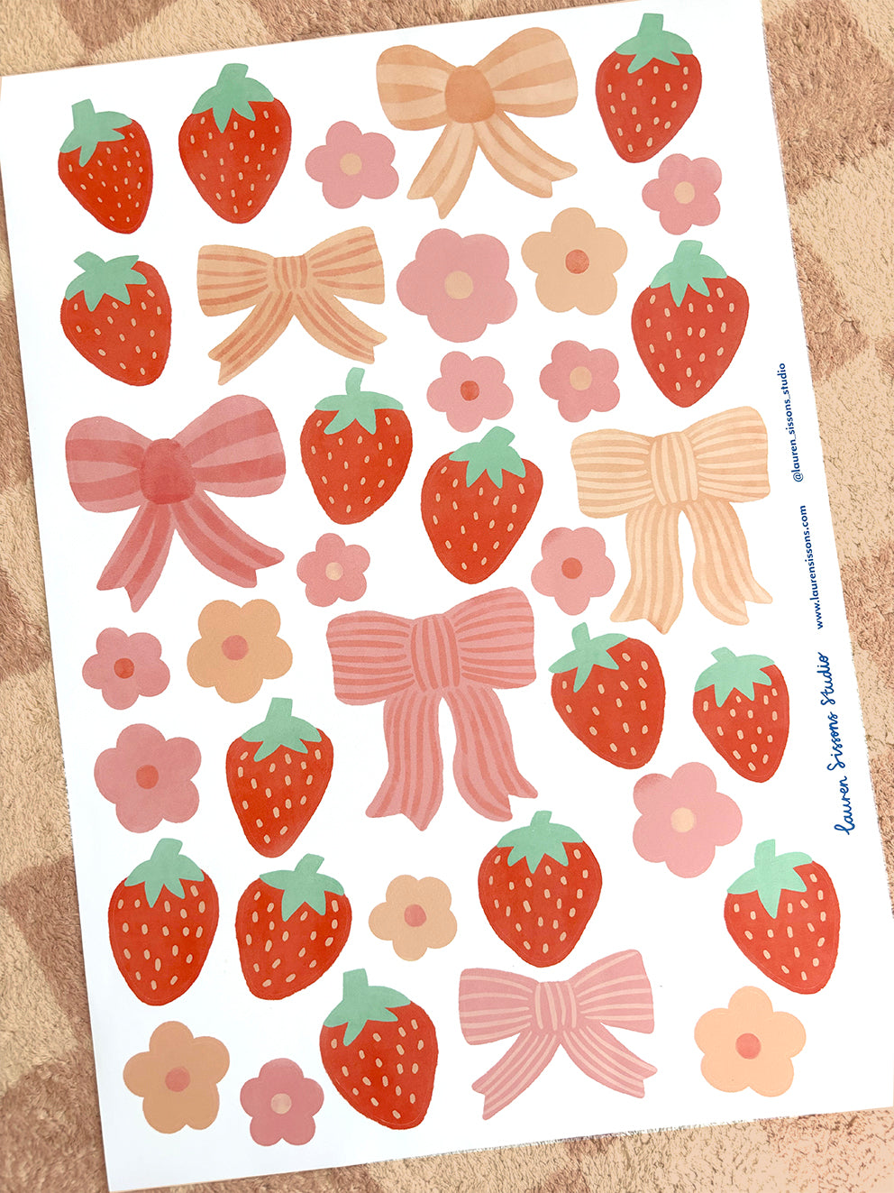 Strawberry Bloom Fabric Wall Stickers