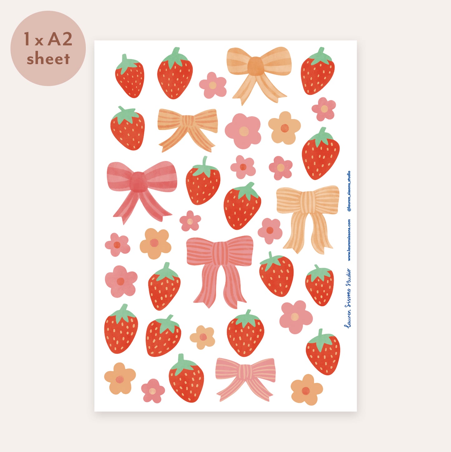 Strawberry Bloom Fabric Wall Stickers