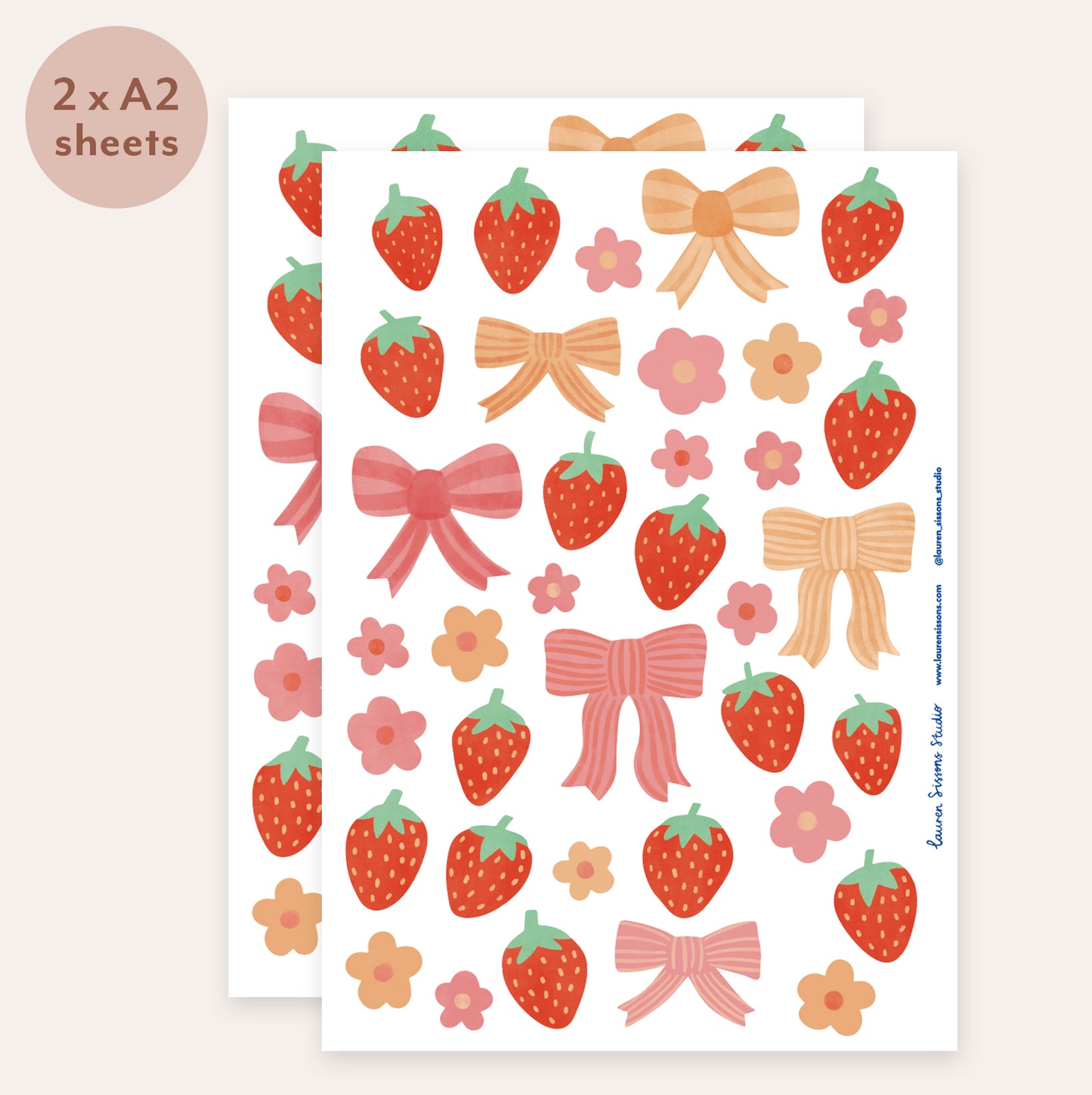 Strawberry Bloom Fabric Wall Stickers