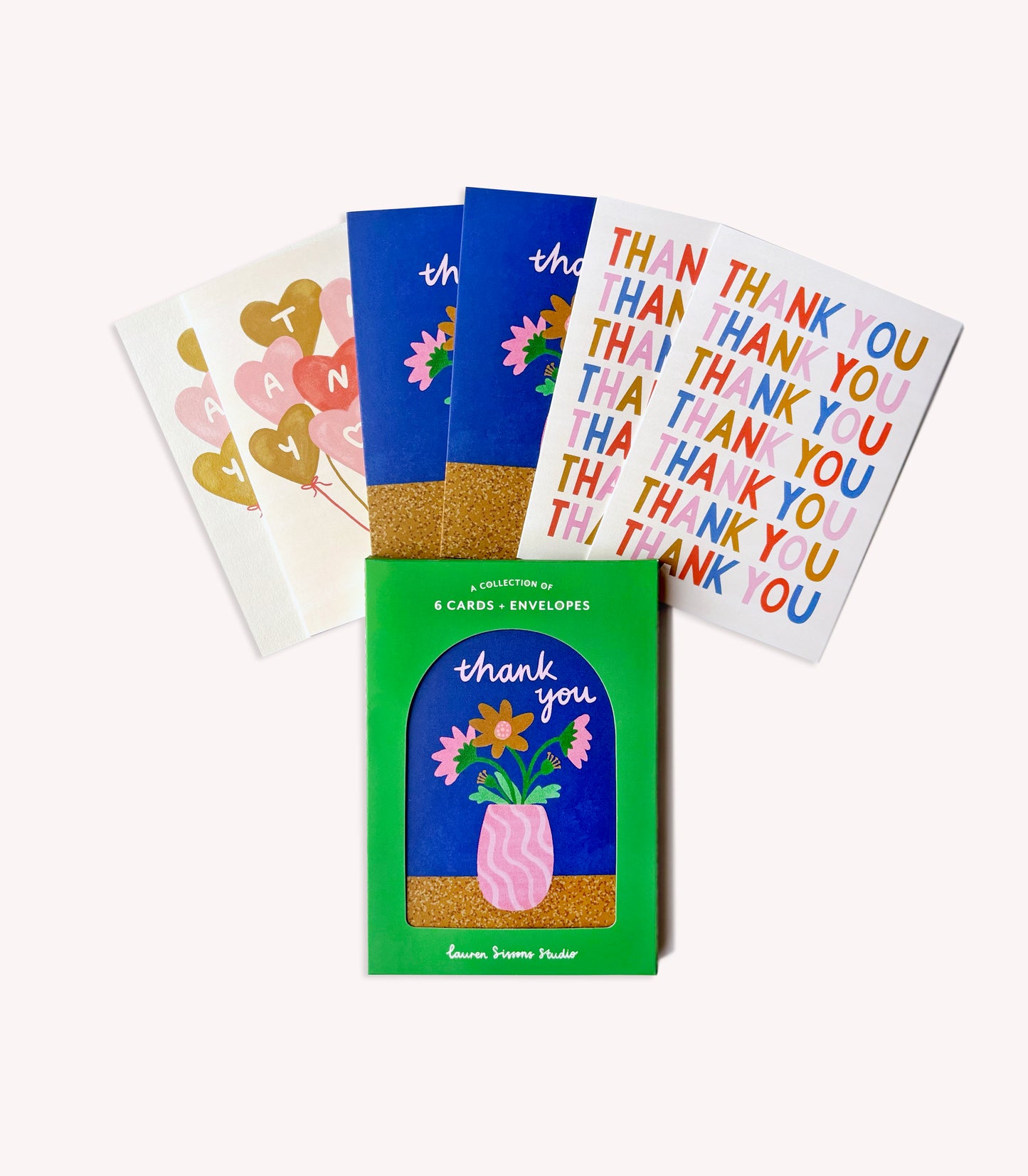 Thank You Greeting Card Boxed Set  - 6 Cards Envelopes