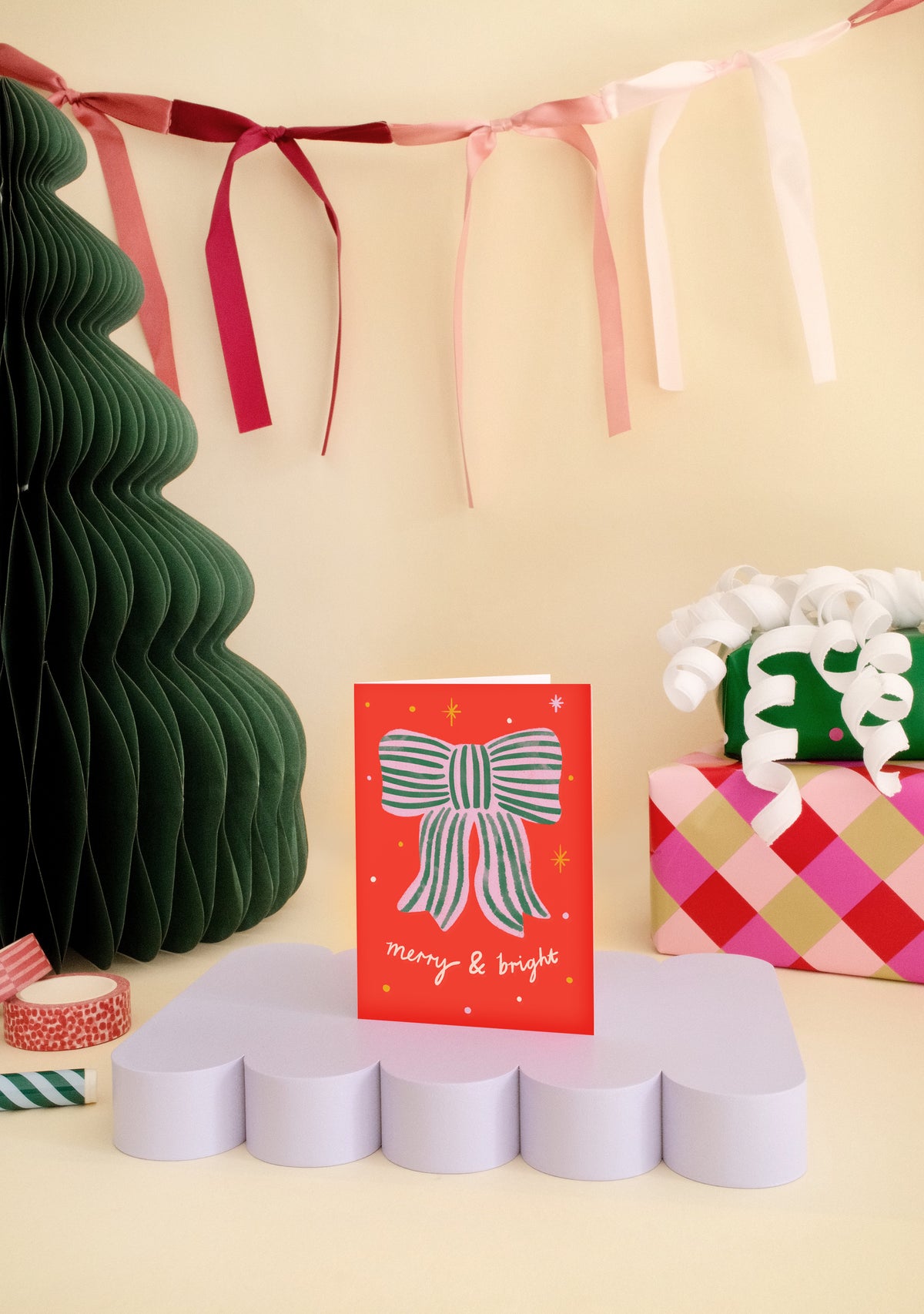Merry & Bright Bow Mini Christmas Card