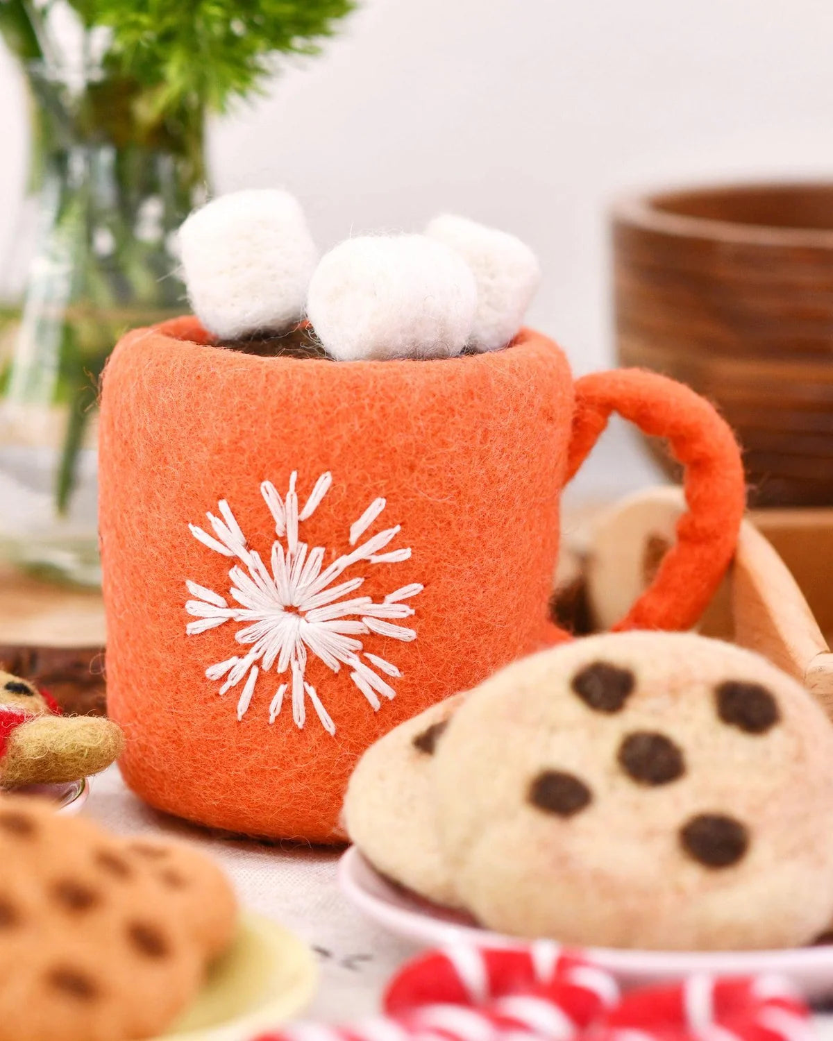 Felt Hot Chocolate with Marshmallows (Red Cup) - Tara Treasures