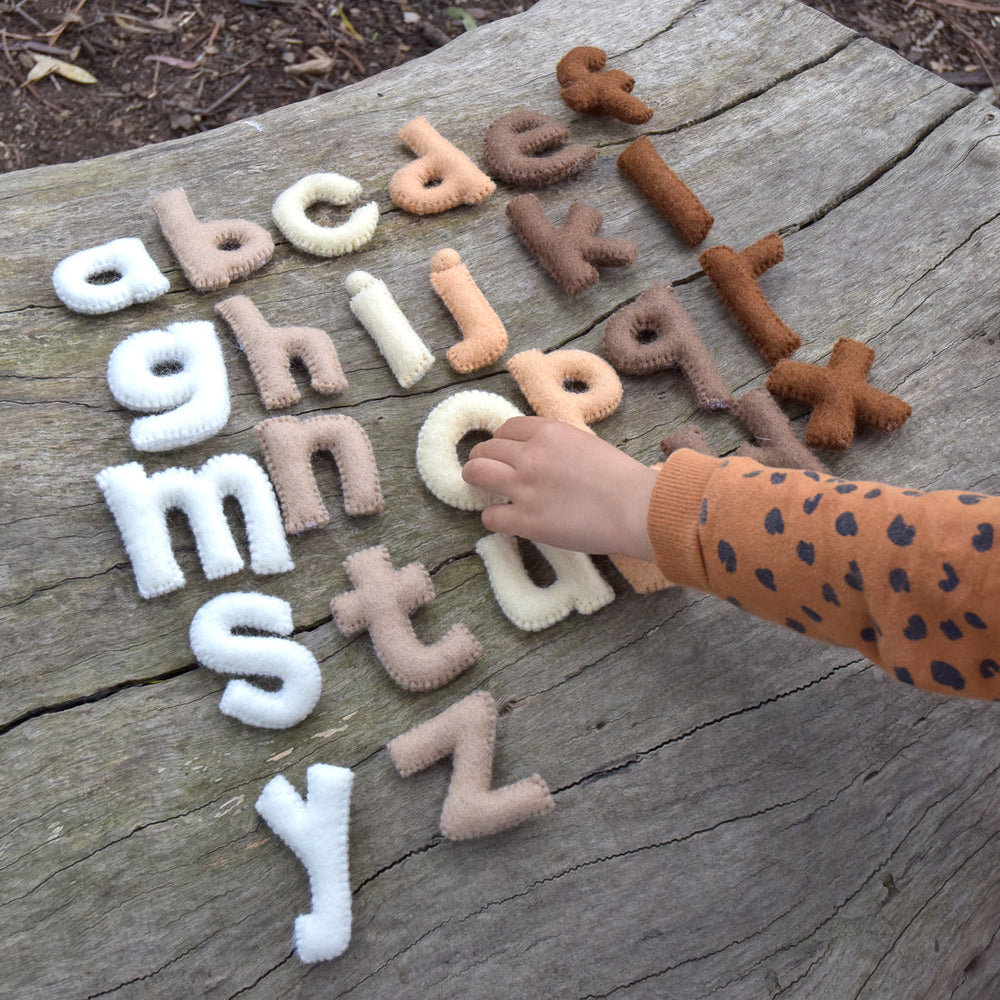 Felt Alphabet Lowercase Letters - Earthy Tones - Tara Treasures