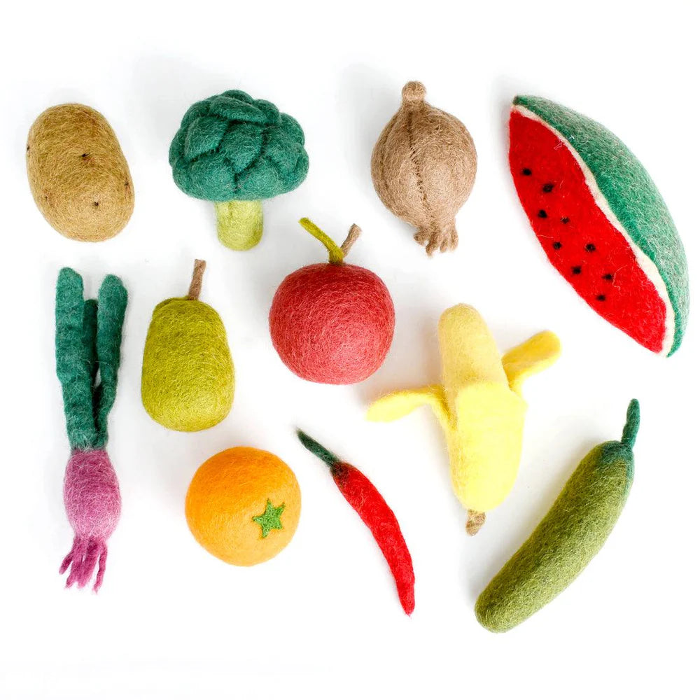 Felt Vegetables and Fruits Set B (Set of 11 pieces) - Tara Treasures